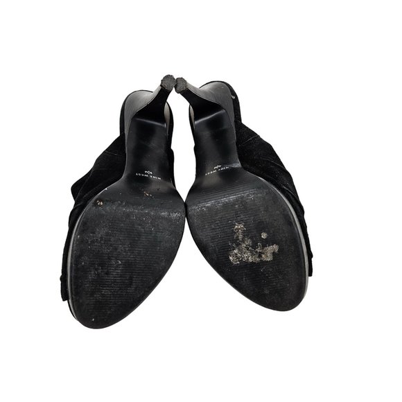 Nine West Shoes Womens 9.5M Slip On Heels Black Suede Open Toe Pleated Dressy - Picture 7 of 9